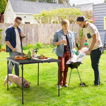 Tangkula 34" Folding Table, Portable Picnic Table with All-Weather HDPE Tabletop, Heavy-Duty Metal Frame