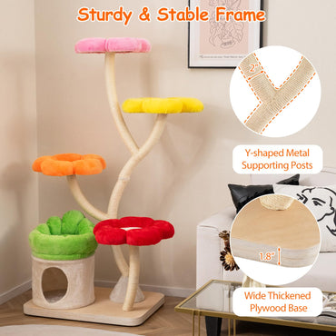 Tangkula 65 Inch Tall Cat Tower with Sisal Scratching Posts