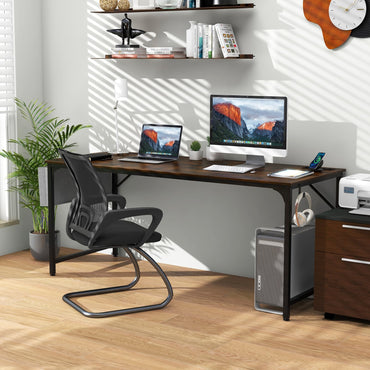 Tangkula 60” Large Computer Desk with Charging Station, Modern Simple Study Writing Desk with Storage Bag