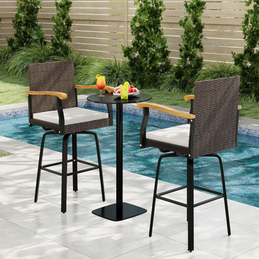 Tangkula Outdoor 360° Swivel Bar Stool for Backyard