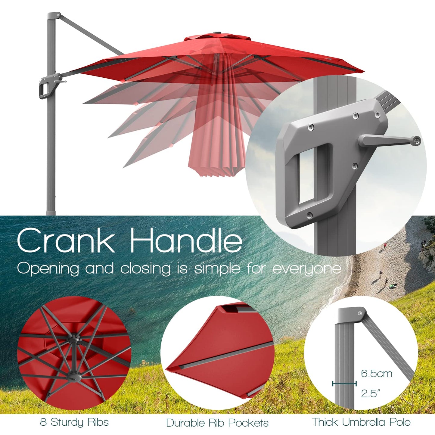 Tangkula 11 Ft Patio Cantilever Umbrella for Backyard Deck Poolside