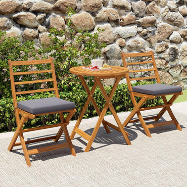 Ensemble de bistro 3 pièces Tangkula en bois pour terrasse, ensemble table et chaises pliantes avec coussins moelleux