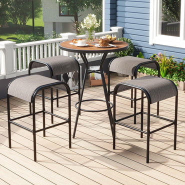 Tangkula Ensemble de table de bar d'extérieur 5 pièces, table de bar ronde de 71 cm avec 4 tabourets de bar