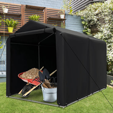 Tangkula 7x5.2Ft Portable Shed, Outdoor Storage Shelter with Waterproof Cover & Roll-up Zipper Door