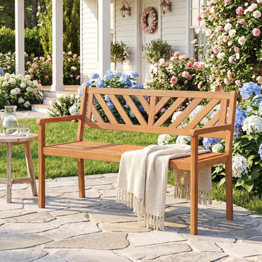 Tangkula 2-Person Patio Garden Bench with Armrests & Backrest