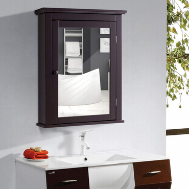 Tangkula Bathroom Cabinet with Mirror, Mirrored Wall-Mounted Storage Medicine Cabinet
