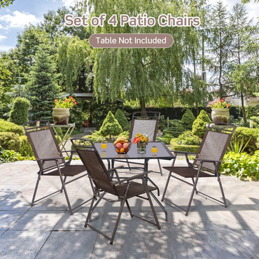 Tangkula Lot de 4 chaises pliantes de patio, chaises pliantes de jardin, chaises de piscine, chaises de balcon