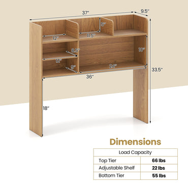 Tangkula Desktop Bookshelf Countertop Storage Hutch with 6 Storage Shelves