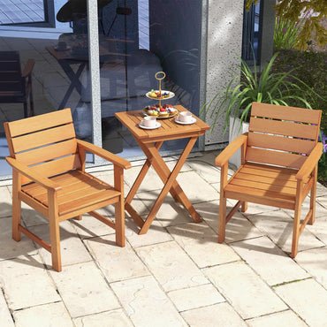Lot de 2 chaises de salle à manger Tangkula en bois dur pour terrasse, fauteuils de salle à manger en bois avec assise à lattes respirante et dossier incliné