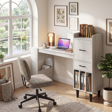 Tangkula Computer Desk with Storage Drawers & Bookshelf