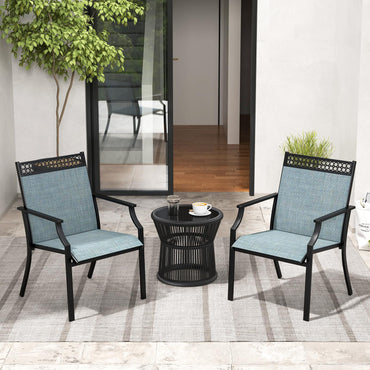 Tangkula Lot de 2/4 chaises de salle à manger de patio, chaises d'extérieur tout temps avec dossier haut et accoudoirs