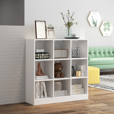 Bibliothèque Tangkula à 9 cubes, étagère ouverte à 3 niveaux sur pied