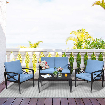 Ensemble de conversation d'extérieur Tangkula en aluminium pour patio, ensemble de canapés de patio 1 causeuse, 2 fauteuils, 1 table basse