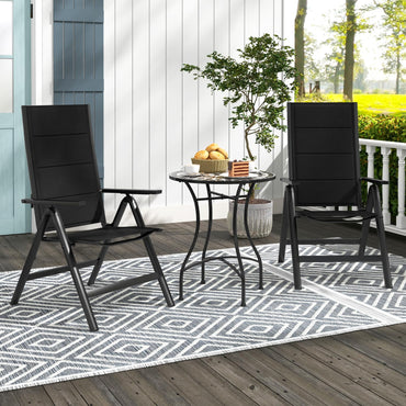 Chaise pliante de terrasse Tangkula, chaises de salle à manger d'extérieur avec assise rembourrée douce, dossier réglable sur 7 positions, accoudoirs