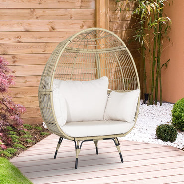 Tangkula PE Wicker Egg Chair Patiojoy Oversized Indoor Outdoor Patio Lounge Chair