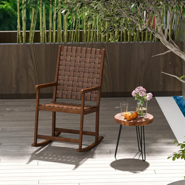 Tangkula Wood Rocking Chair, Indoor Outdoor Rocking Chair, Safe & Smooth Rocking Motion