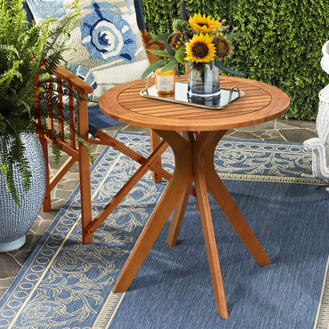 27 Inch Eucalyptus Wood Outdoor Patio Bistro Table - Tangkula