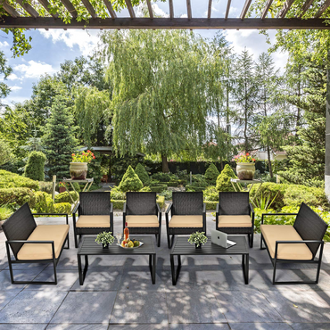 Ensemble de mobilier de patio en rotin 4 pièces, ensemble de conversation d'extérieur