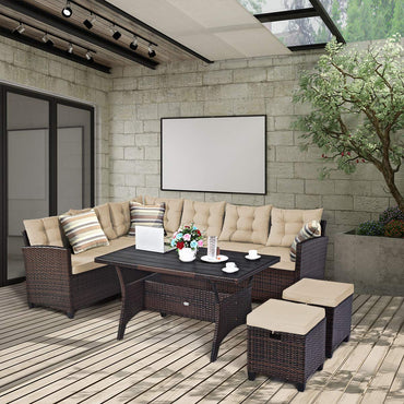 Ensemble de meubles de patio Tangkula 5 pièces avec pouf