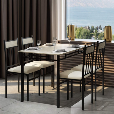 Tangkula 5 Piece Kitchen Dining Table Set(Grey), Kitchen Table and Chairs Set with Metal Frame & Padded Seat