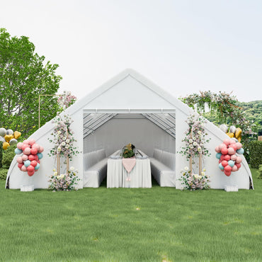Tangkula 20x40 Ft Heavy Duty Party Tent, Large White Event Tent with Sidewalls, Zippered Door & 12 Windows