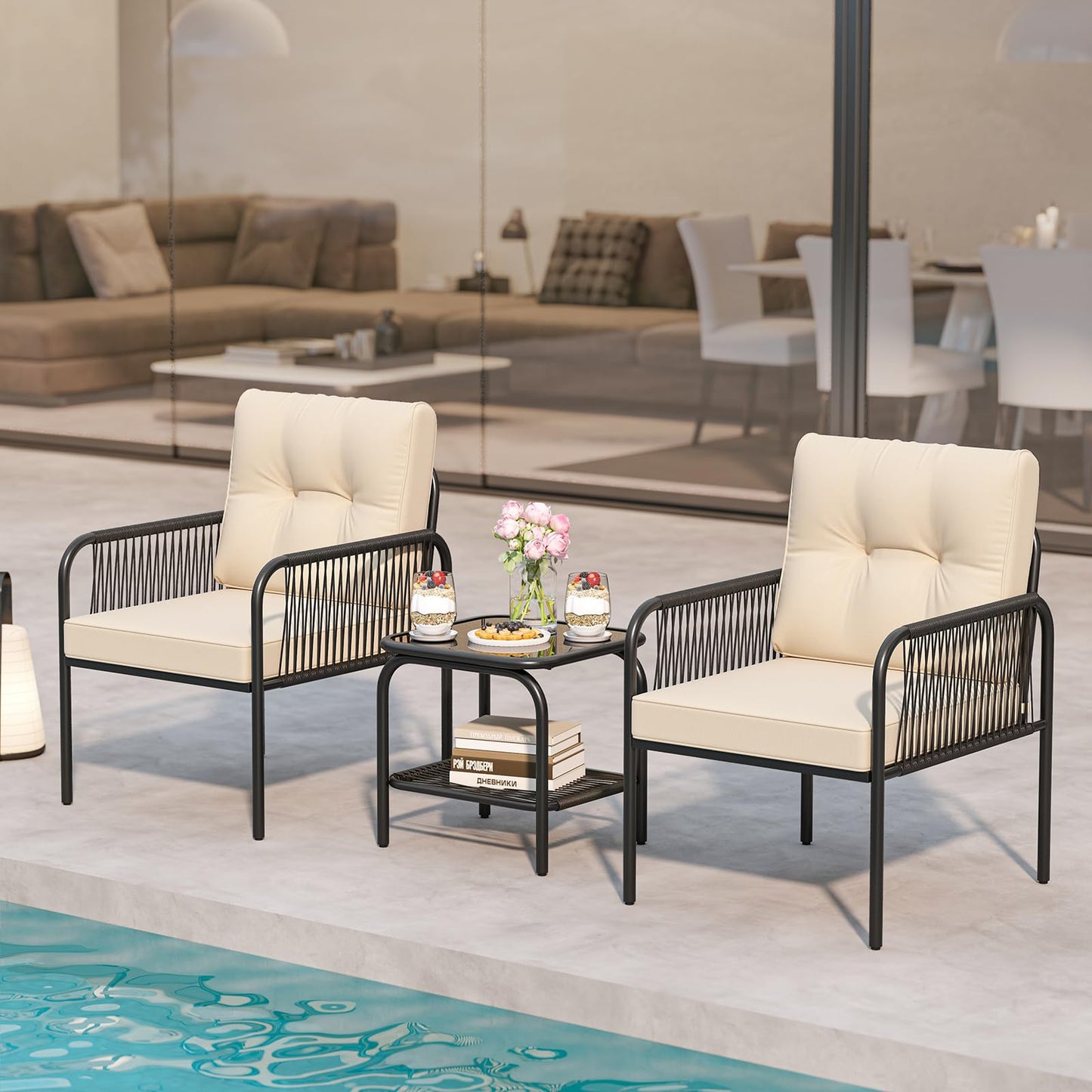 Tangkula 3 Pieces Patio Bistro Set