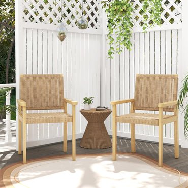 Tangkula Patio Dining Chairs w/Paper Rope Woven Seat