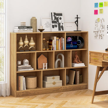 Tangkula Étagère à 10 Cubes, Bibliothèque de Sol de 140 cm avec 2 Kits Anti-Basculement