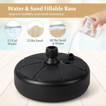 Tangkula Fillable Round Umbrella Base, Water & Sand Filled Patio Umbrella Stand