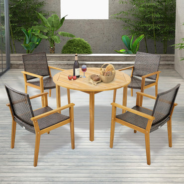 Tangkula Ensemble de 5 pièces de salle à manger de patio (44 pouces)