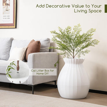 Tangkula Plant Litter Box, Hidden Cat Litter Box Enclosure Furniture with Smart Odor Control System