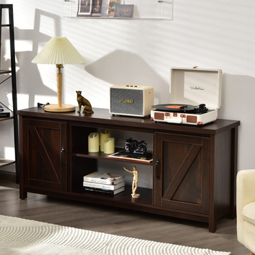 Meuble TV Tangkula Barn Door, Table Console TV pour téléviseurs jusqu'à 65 pouces