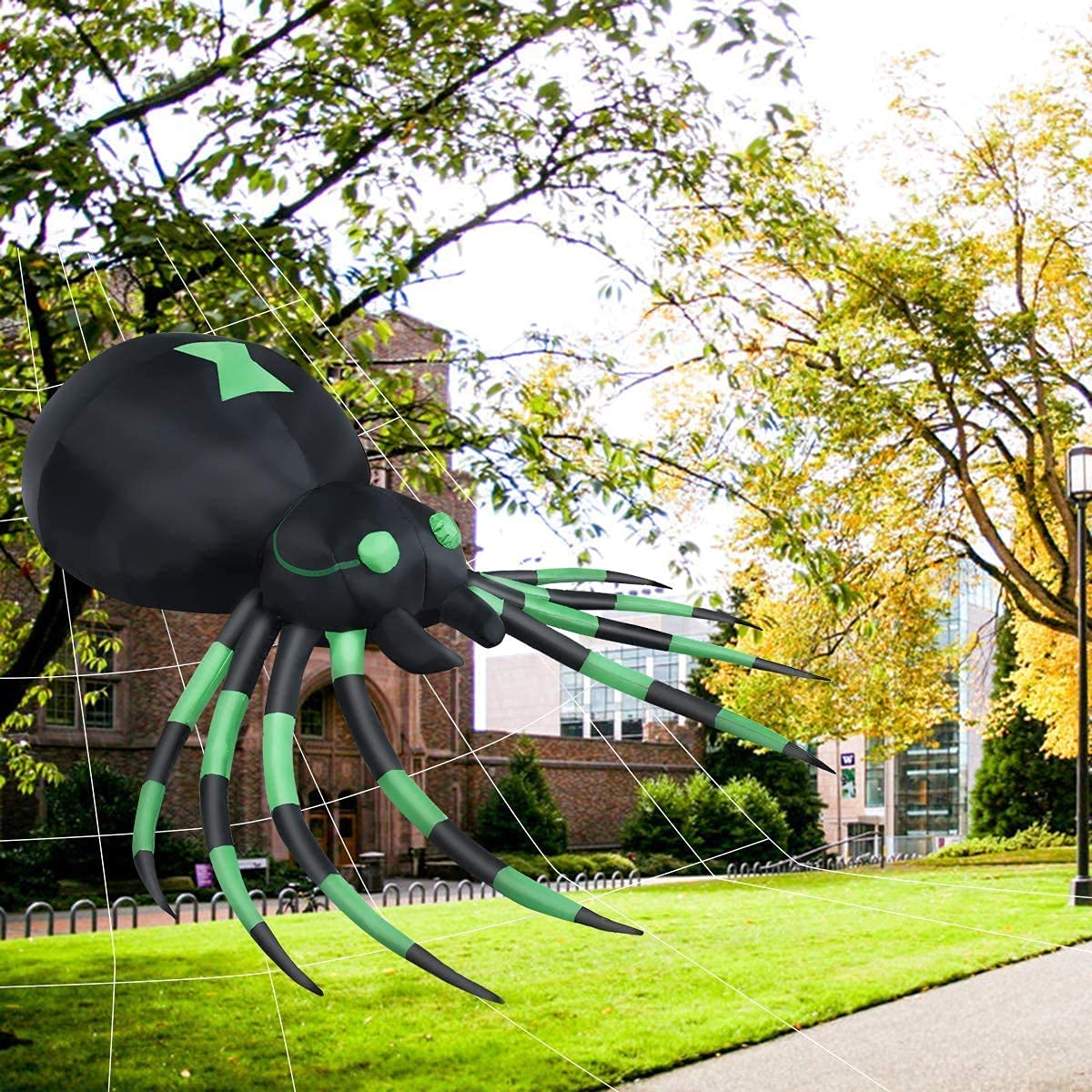 Tangkula 6 Ft Halloween Inflatable Spider with LED Lights Outdoor Indoor Halloween Decorations