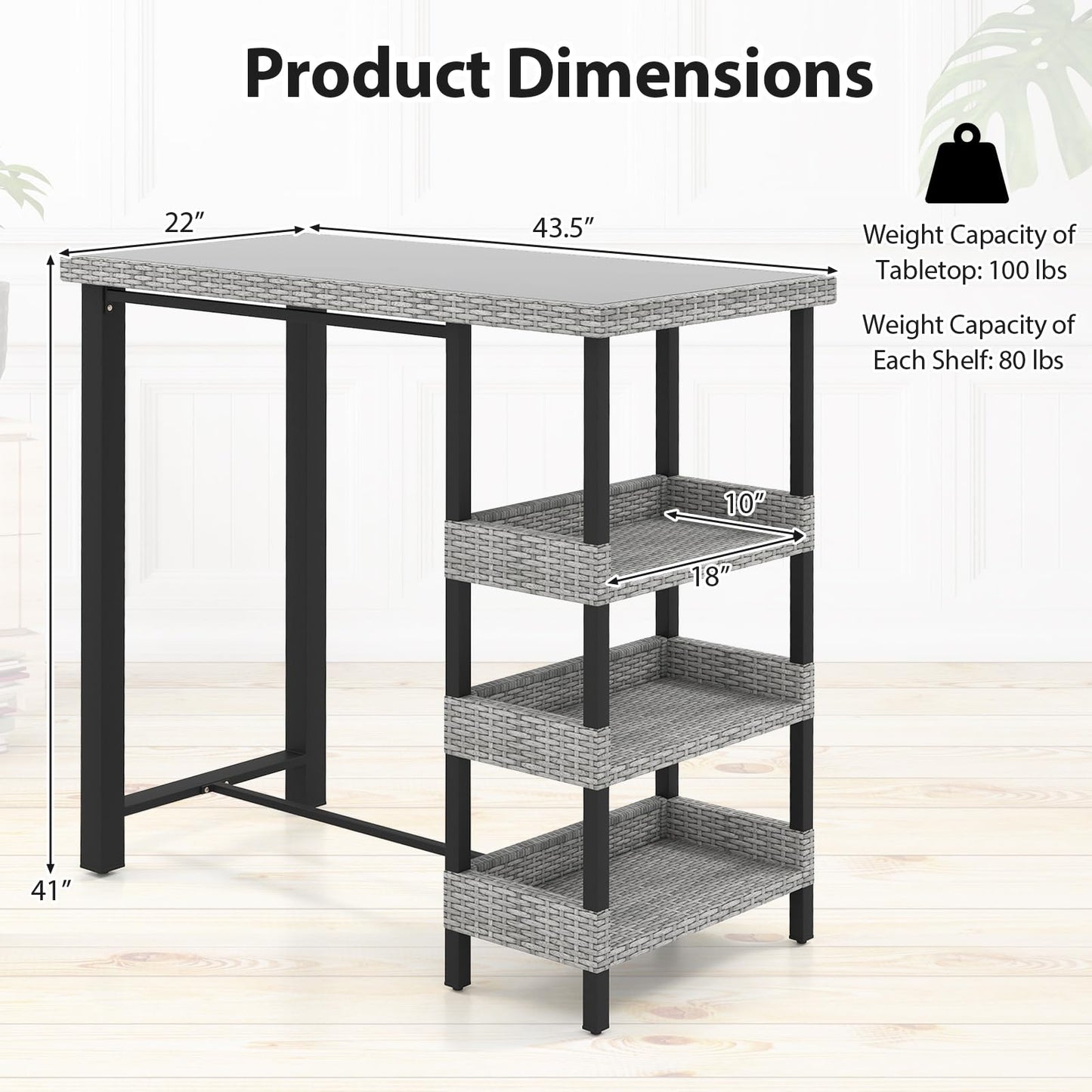 Tangkula 43.5” Outdoor Bar Table