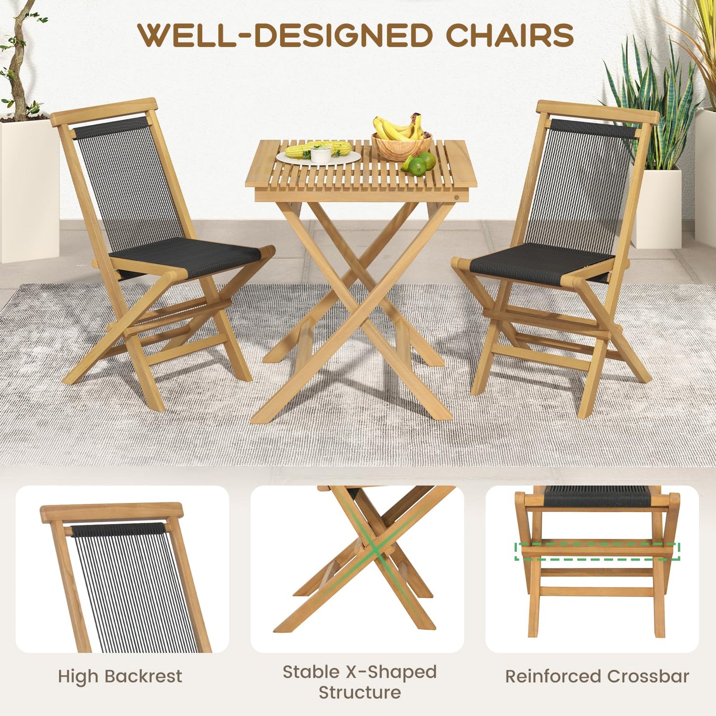 Tangkula 3-Piece Patio Bistro Set