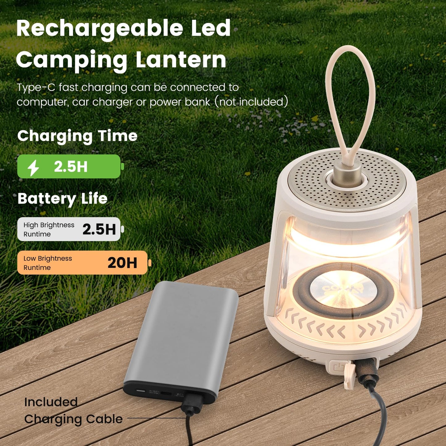 Tangkula Rechargeable Camping Lamp, Dimmable Outdoor Camping Lights with 3 Light Colors & RGB Mode