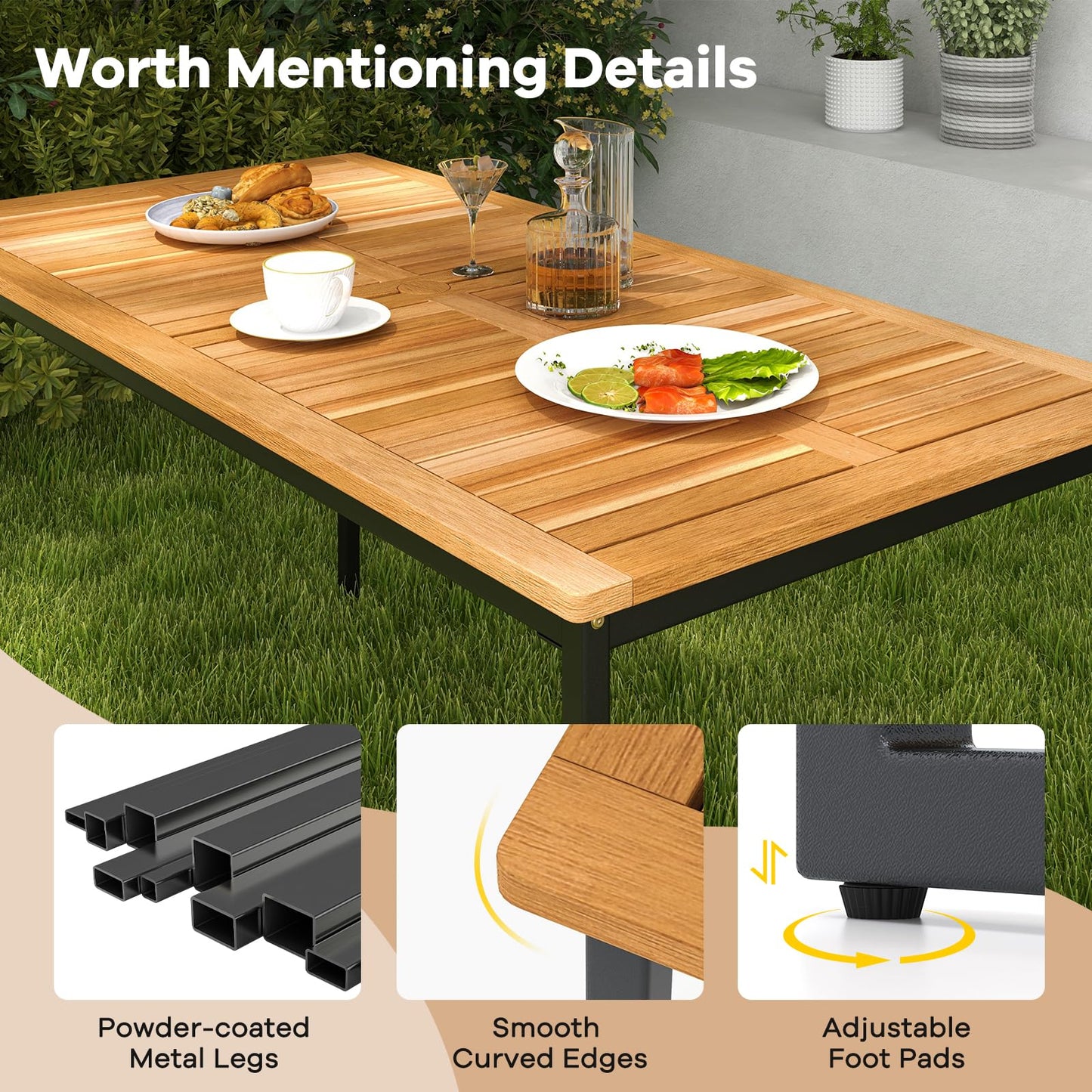 Tangkula 3 Pieces Outdoor Dining Set for 6 People
