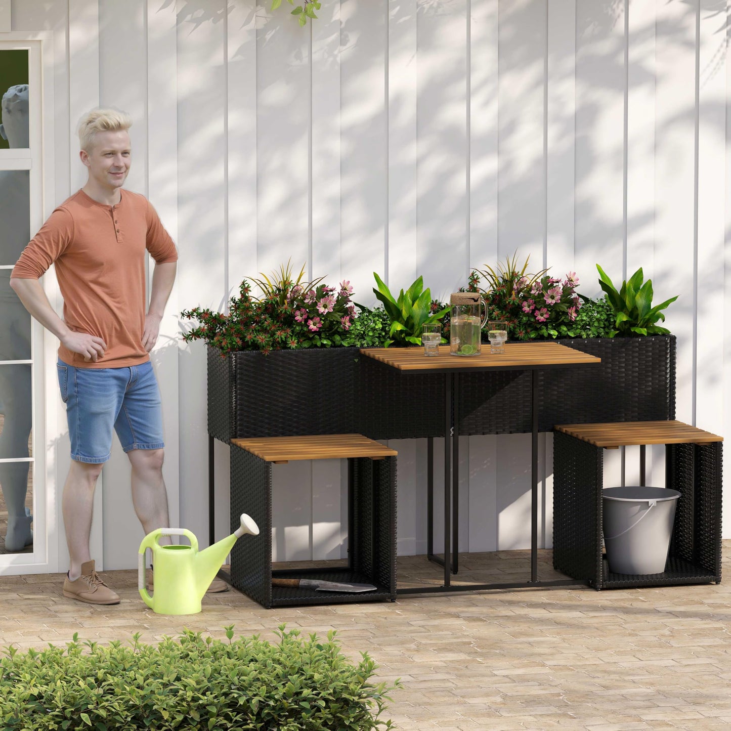 Tangkula Patio Furniture Set with Raised Garden Bed