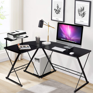 Tangkula L-Shaped Computer Desk, 58 Inches Corner Computer Desk with Movable Shelf & CPU Stand