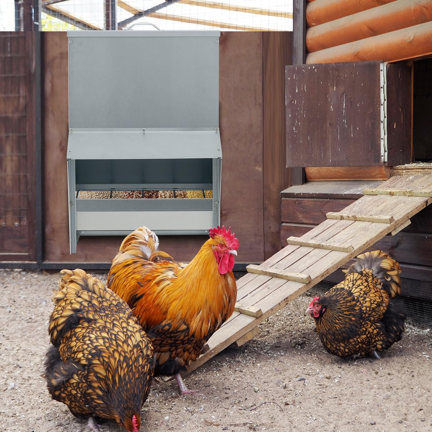 Tangkula Galvanized Chicken Feeder