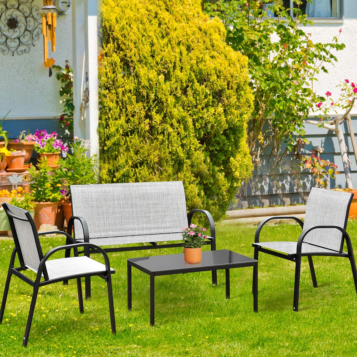 Tangkula 4 Piece Patio Furniture Outdoor Sofa