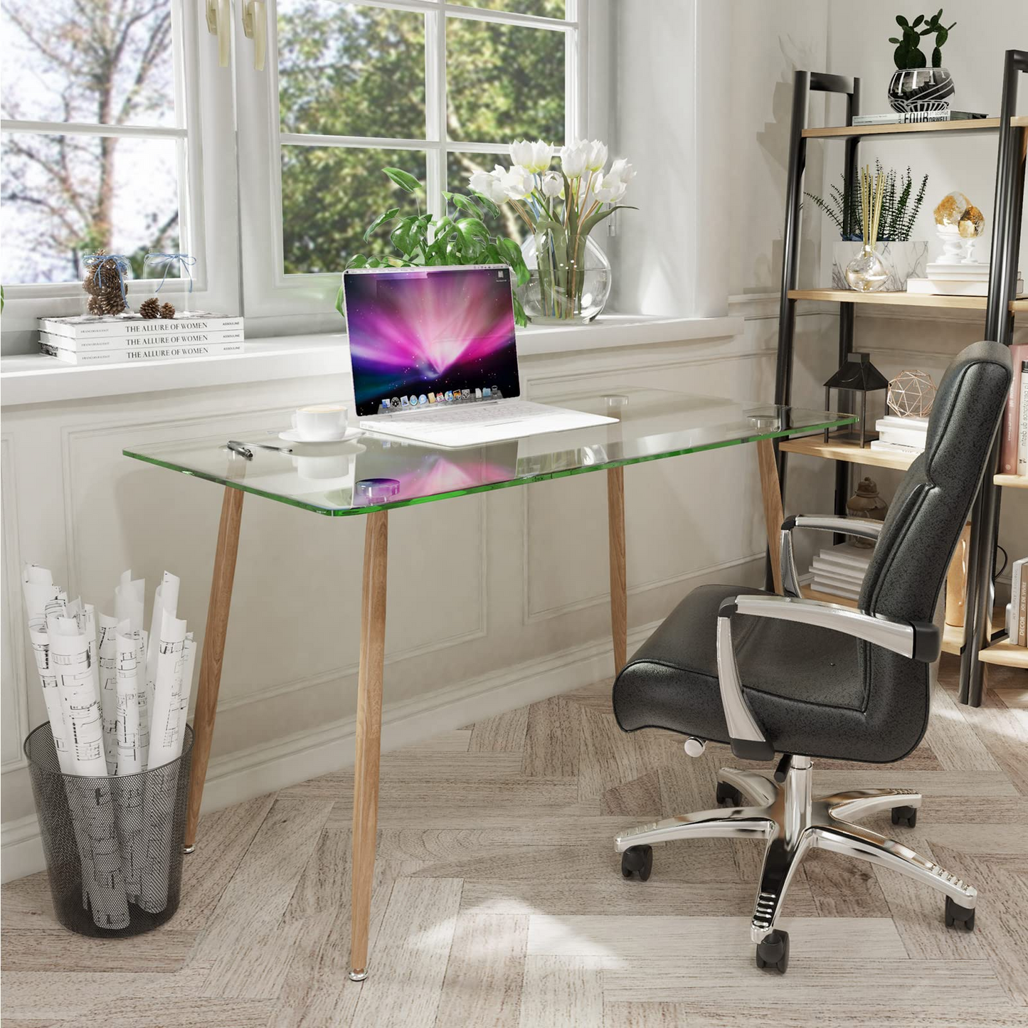 Glass Dining Table, Modern Rectangular Table - Tangkula