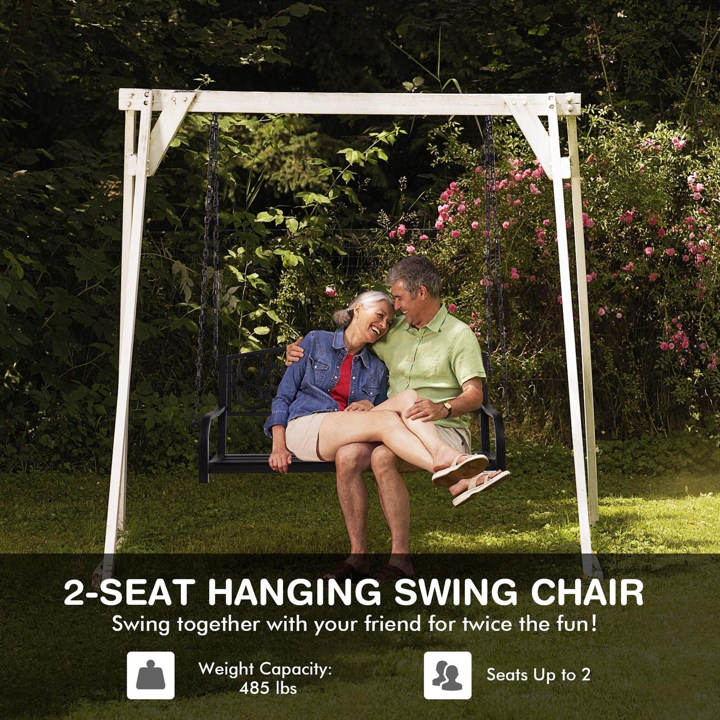 Tangkula 2 Person Porch Swing, Hanging Patio Swing Bench with Chains