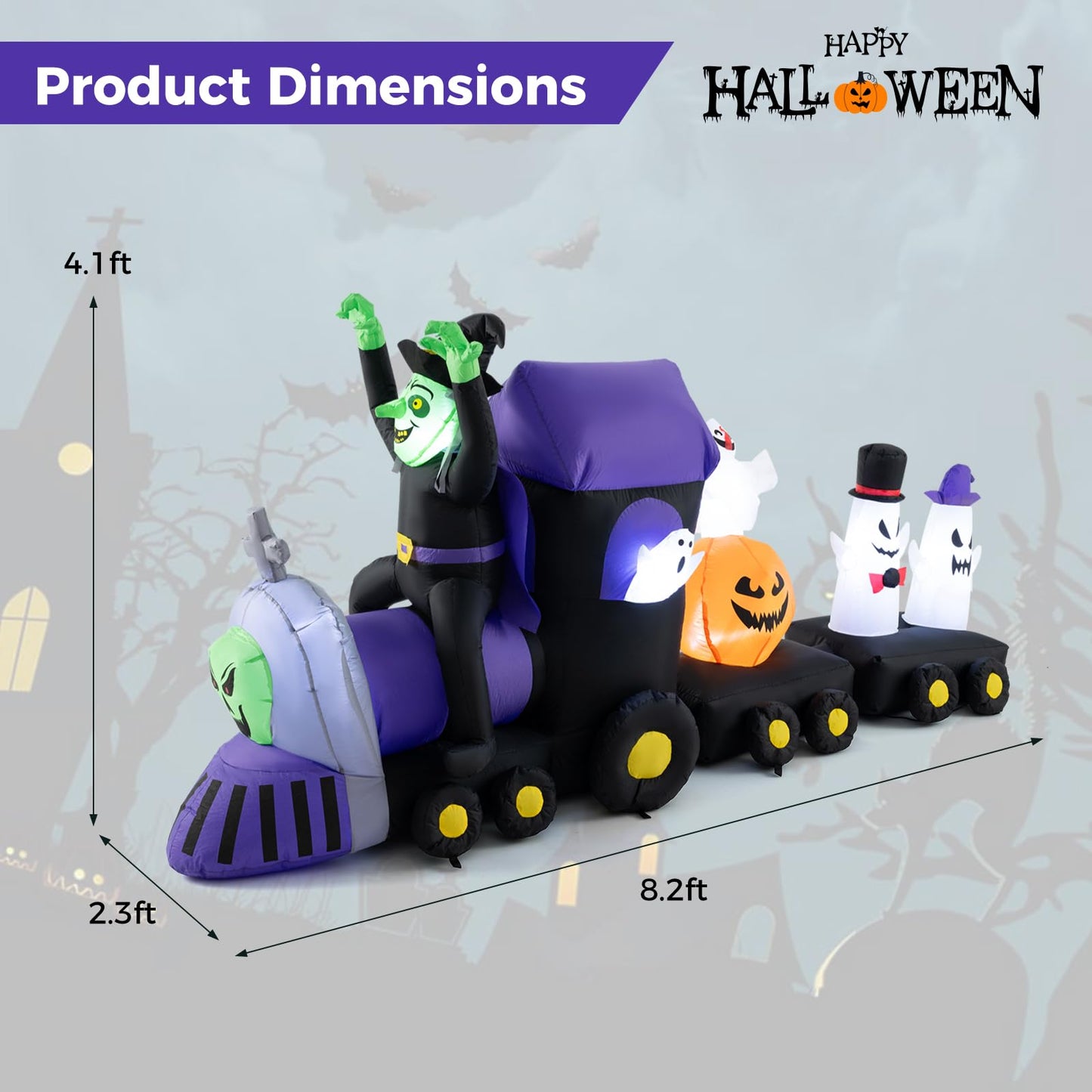 Tangkula 8.2 ft Long Halloween Inflatable Train
