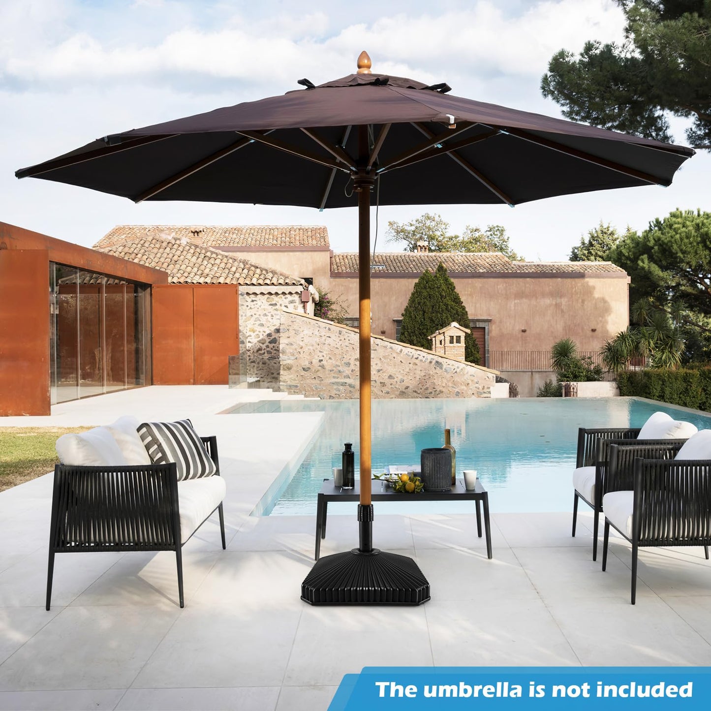Tangkula Square Umbrella Base 44 lbs Water & Sand Filled Shell Shaped Patio Umbrella Weoghts