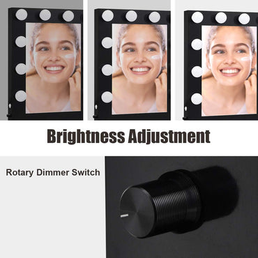 Tangkula Miroir de Maquillage Hollywood avec Lumières, Miroir Cosmétique sur Pied avec Base Détachable