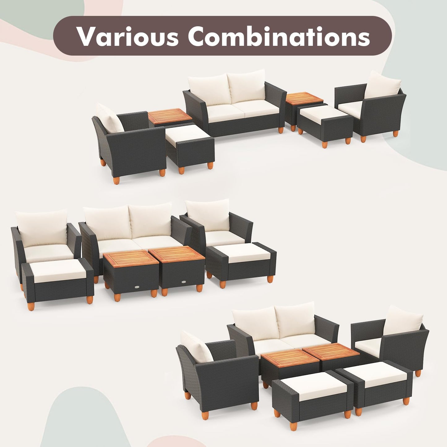 Tangkula 7 Pieces Patio Furniture Set with Loveseat