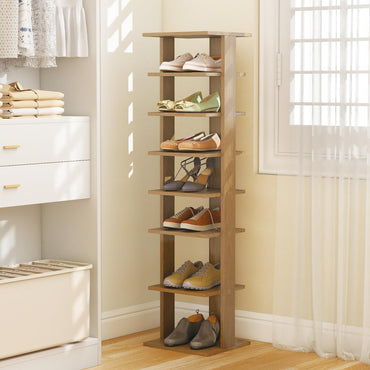 Tangkula 8-Tier Vertical Shoe Rack Space-Saving Corner Shoe Organizer