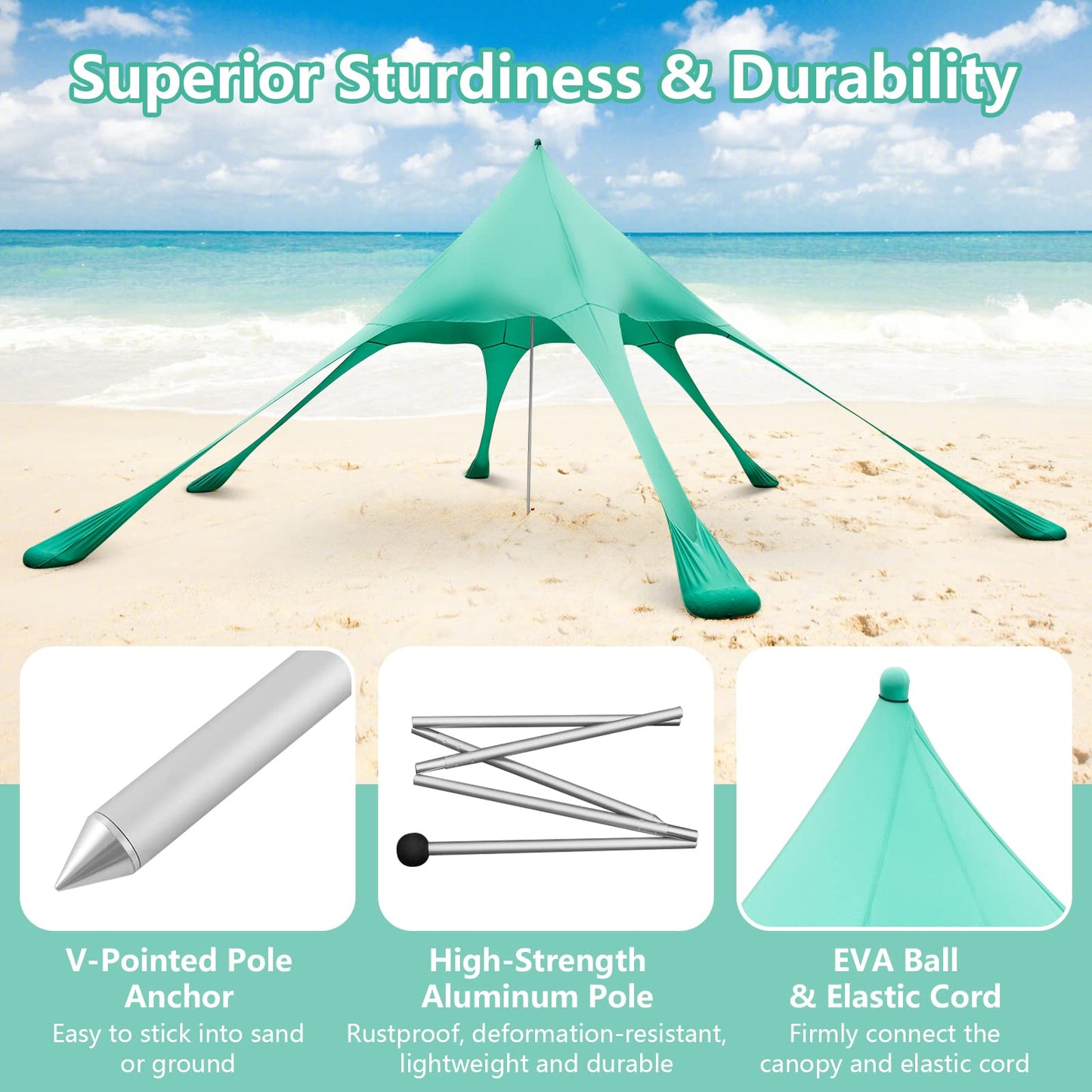 Tangkula Beach Canopy Tent UPF50+ Beach Sun Shade
