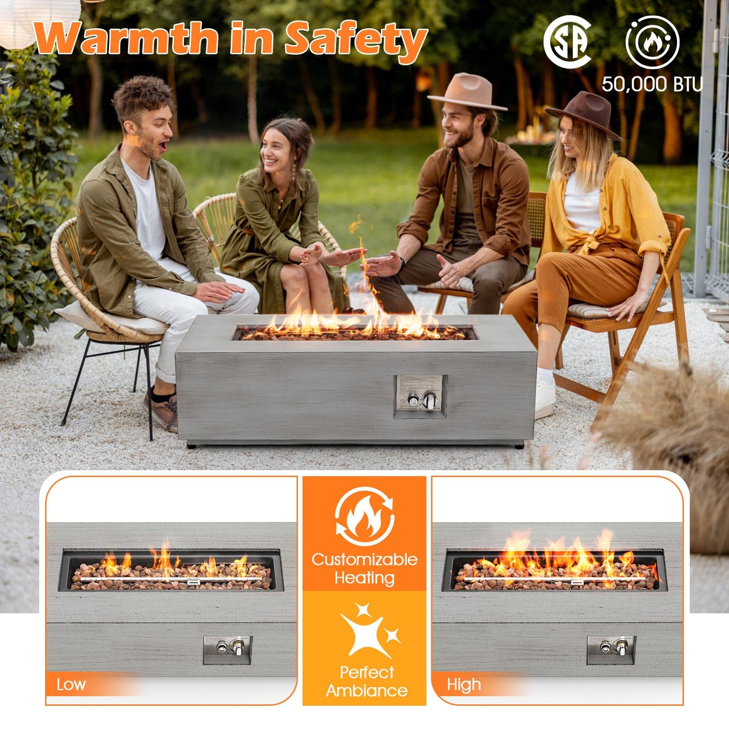 Tangkula 2 Piece Propane Fire Pit Table Set with Tank Holder